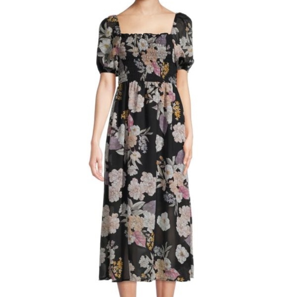 Love Ady Floral Smocked Midi Dress Size XS